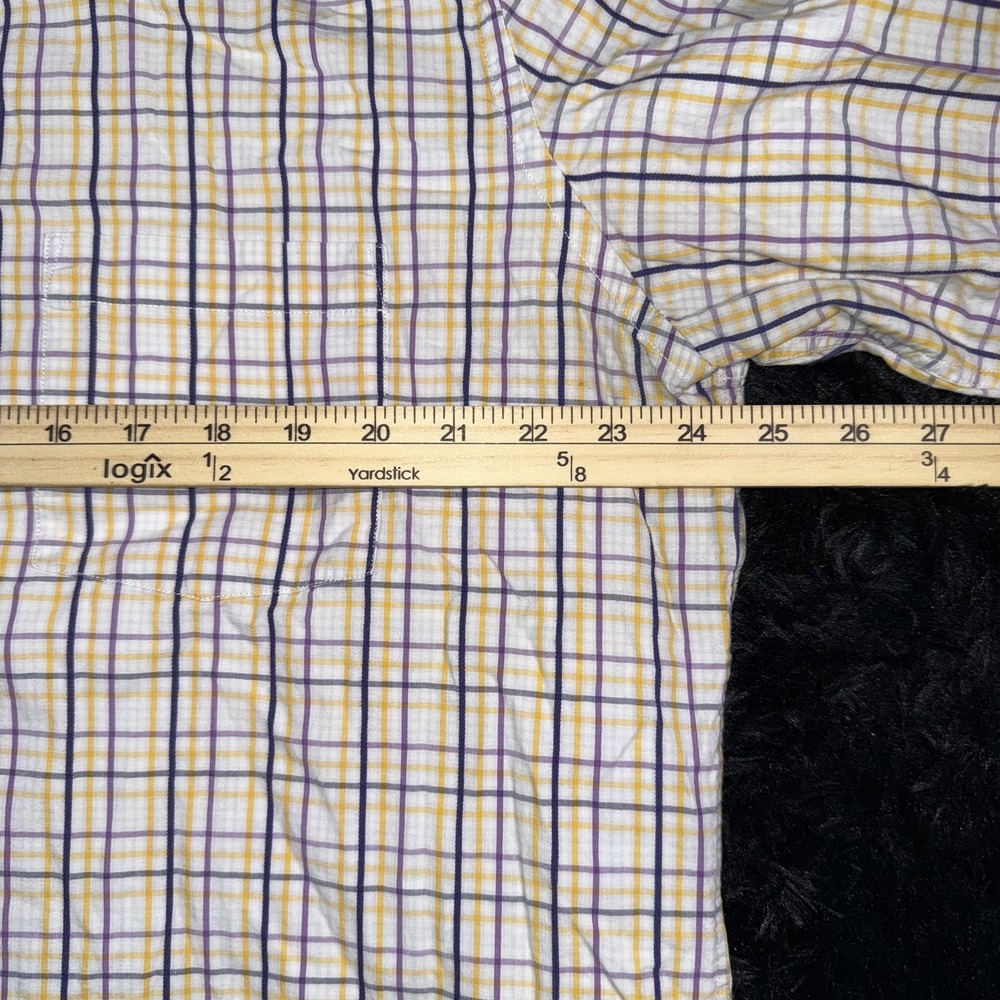 TailorByrd Shirt Mens XL Tall XLT Yellow Purple Plaid Button Down Long Sleeve - Picture 5 of 7
